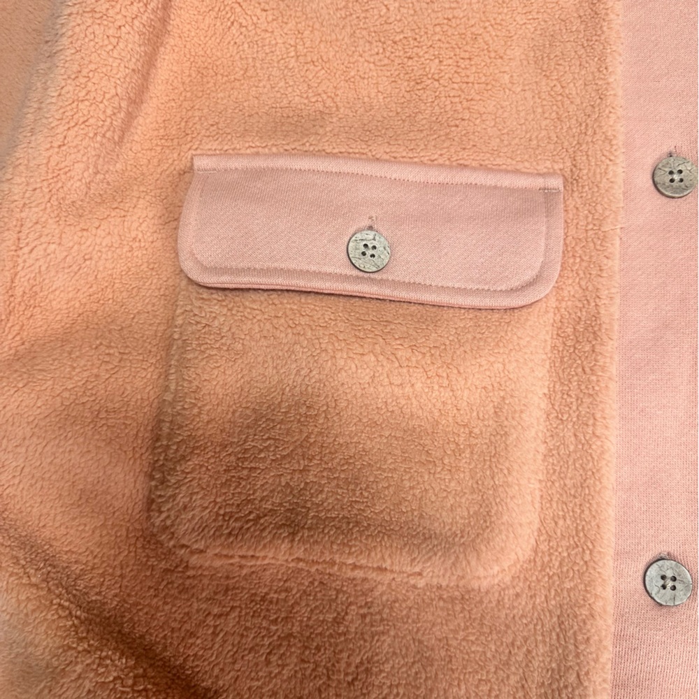 Roxy Women’s Sherpa Shacket Button Front Cozy Pockets Size Medium Coral New - Picture 12 of 13